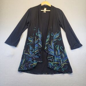​A Walk in the Park Peacock Feather Cardigan Boho Abstract Artistry Wrap Medium